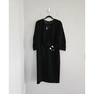 Lafayette148 Black Buckle Dress 14 NWT
